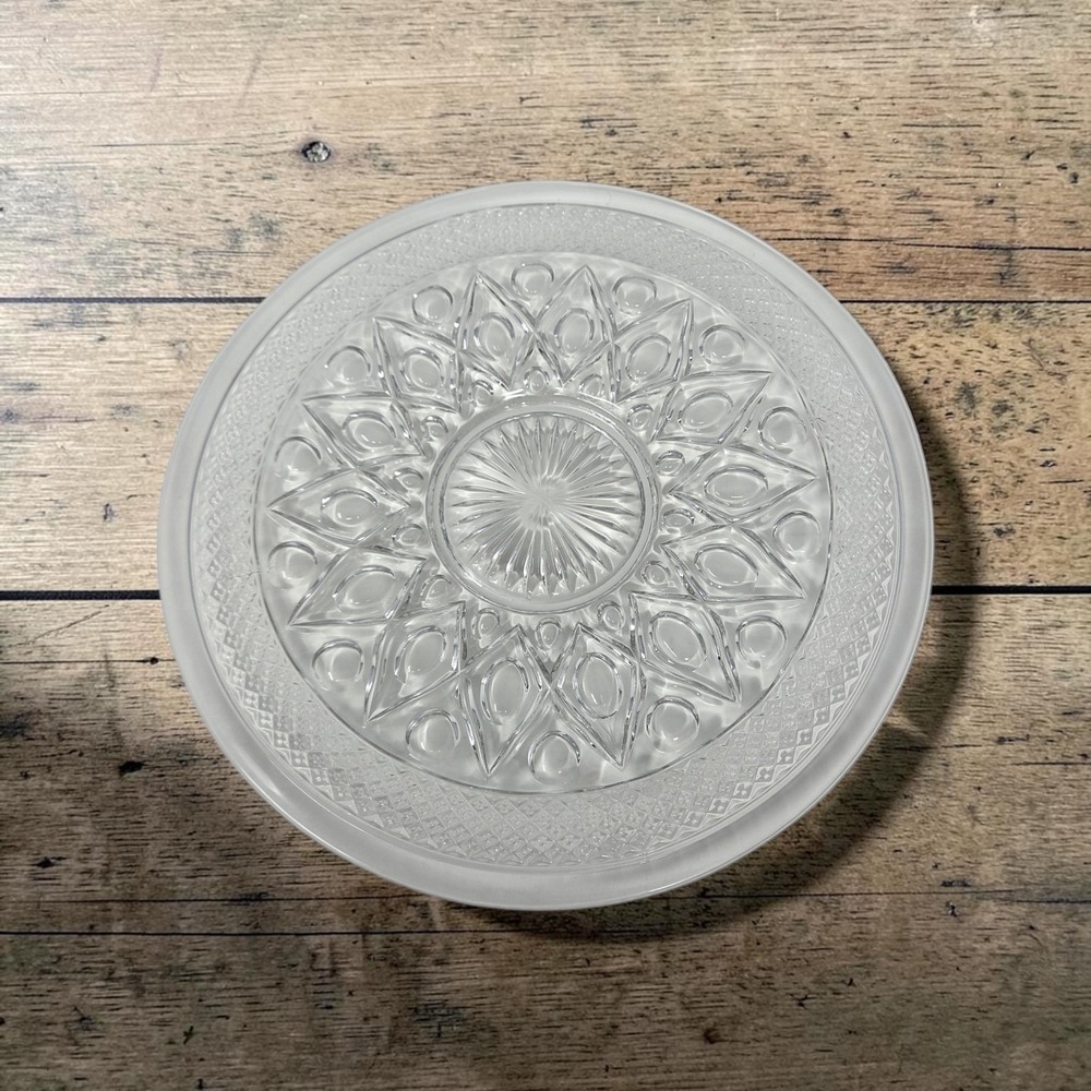 Vintage Imperial Glass Cape Cod Clear 14.5" Torte Plate Sunburst Pattern